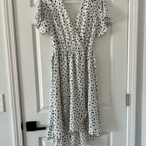 White and Blue Floral Midi Dress